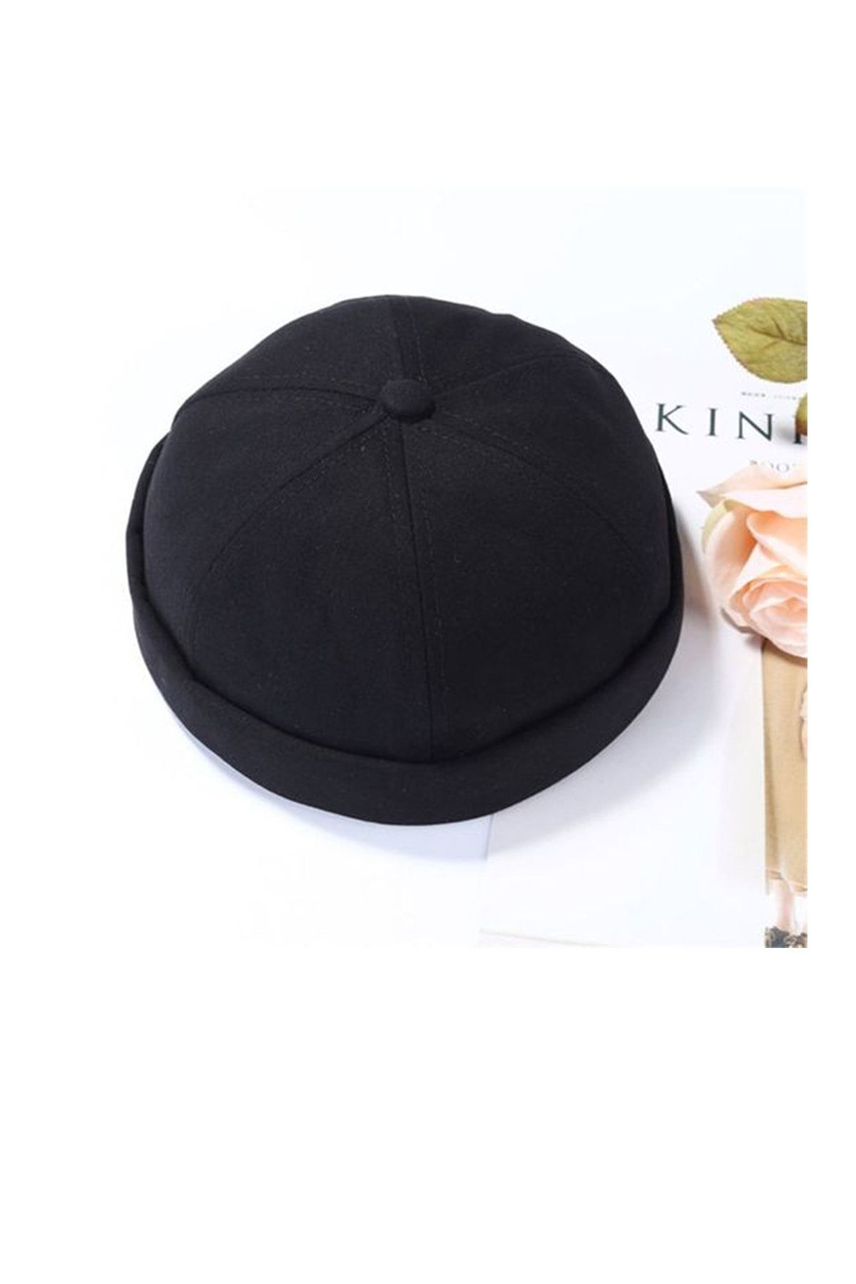 Ritagarcia  Ayarlanabilir Retro Siyah Takke Yazlık Şapka - Görsel 7
