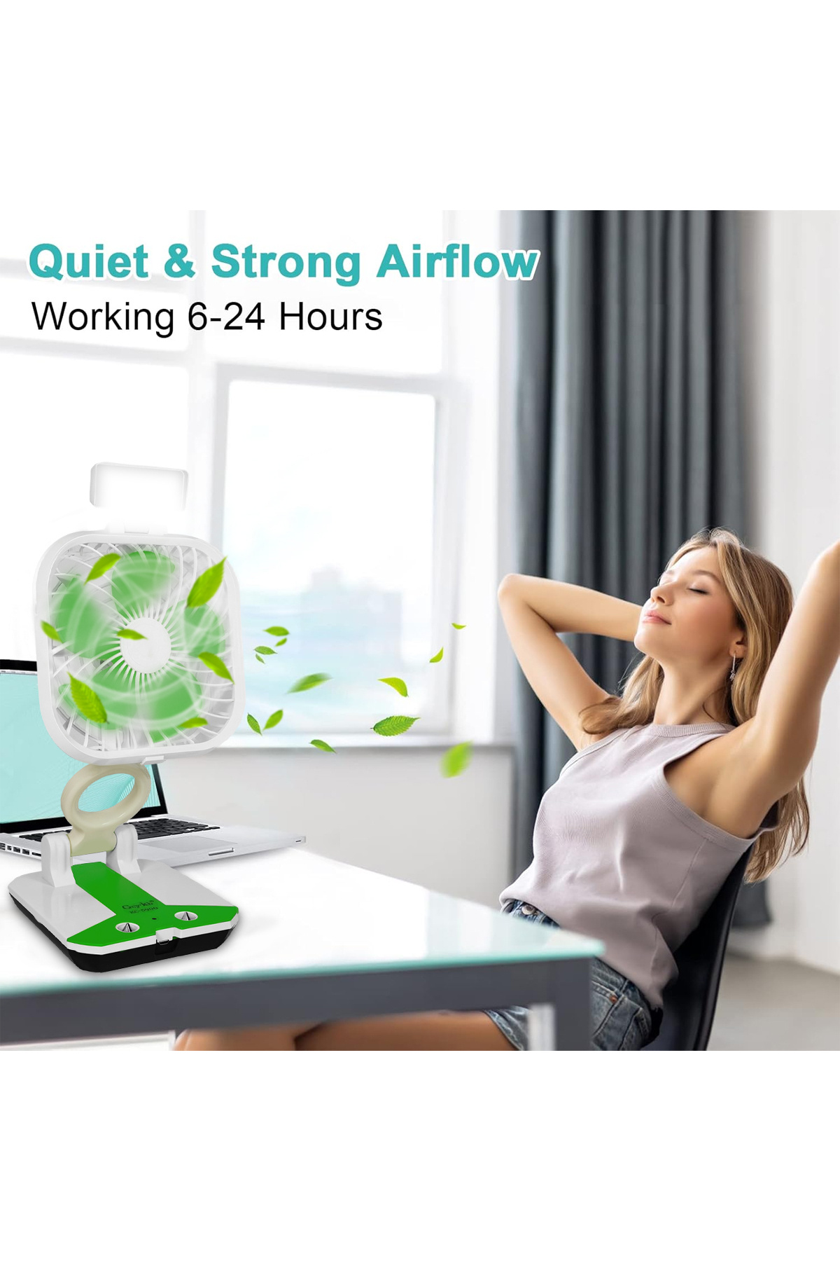 GCY-KB-Multifunctional Folding Fan, 1600mAh Rechargeable Battery, Adjustable Speed - KC-5900 3