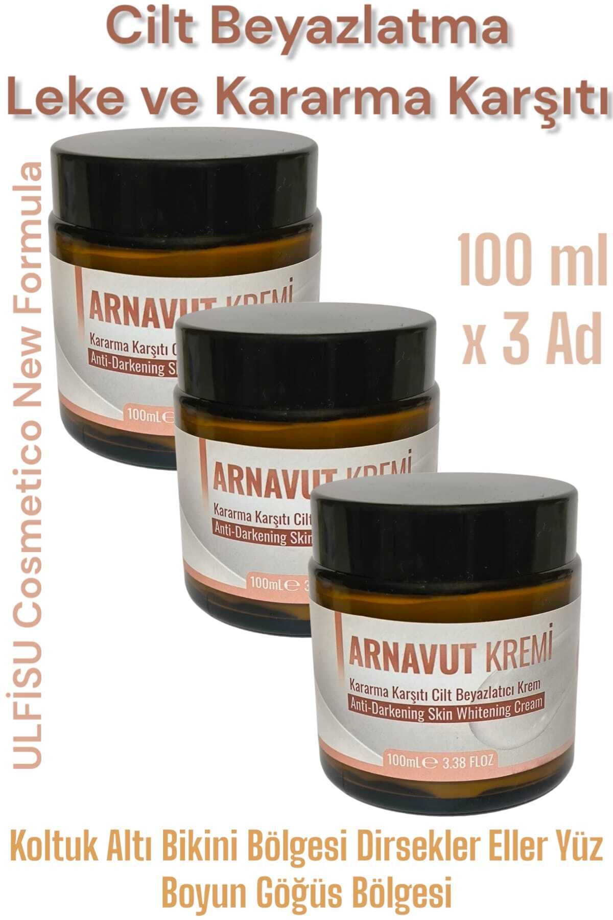 ULFİSU COSMETİCO Arnavut Kremi 100 ml 3 ADET - Cilt Beyazlatıcı Krem Özel Cam Şişesinde