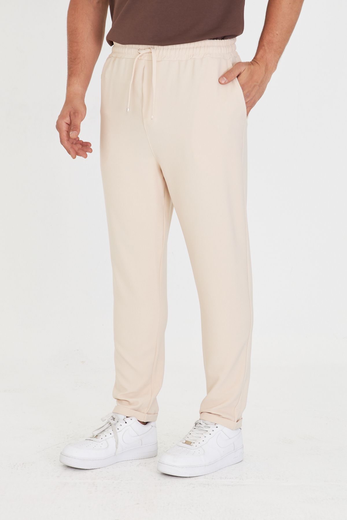 ZİNOX Erkek Bel Latikli Bağıcıklı Duble Paça Slim Fit Jogger Pantolon