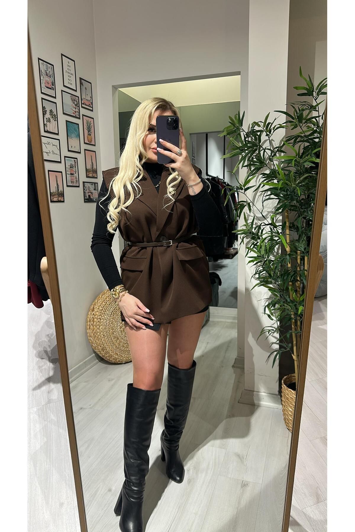 Acar Boutique Kemerli Lüx Kalite Yelek