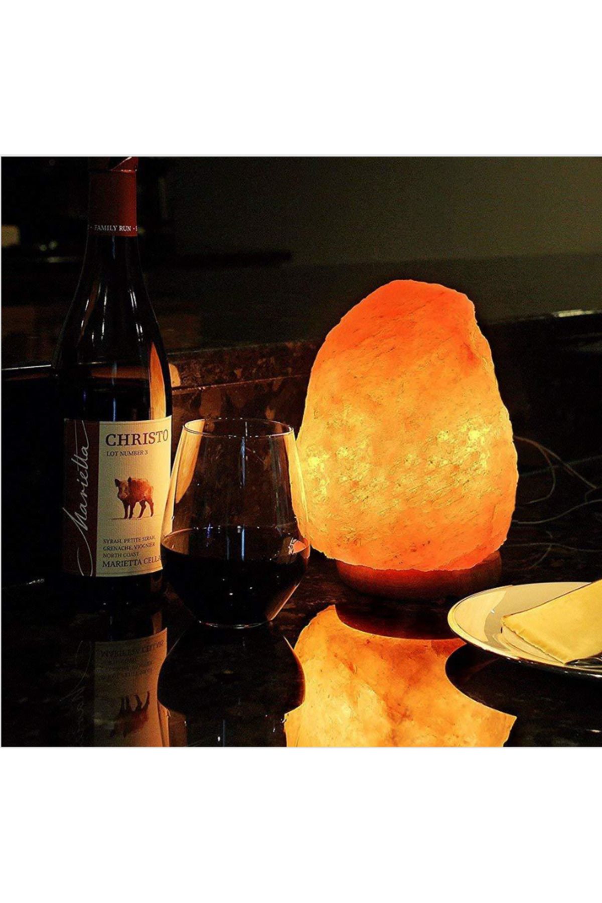 Happy Light-Himalayan Salt Lamp with Dimmer Switch for Brightness Control 100% Natural and Handmade with Wooden Base 5