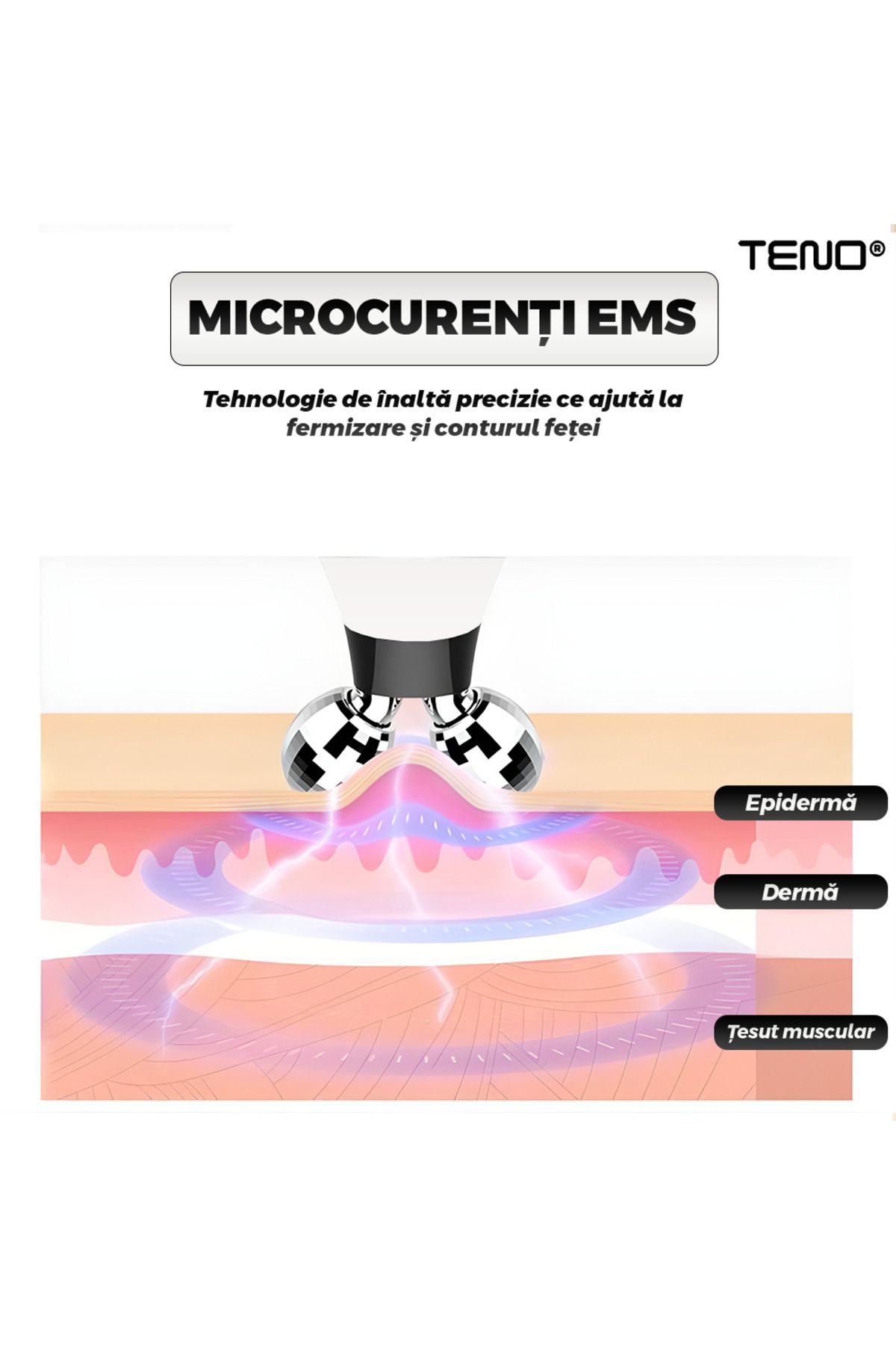 Teno-Teno® Microcurrent Facial Treatment Device, 3D face lift, white 4