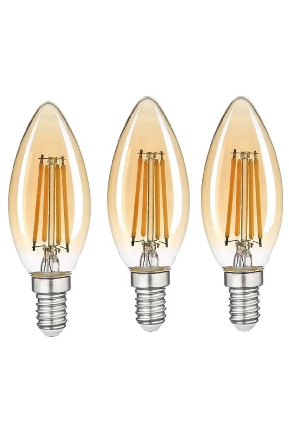 şavk Rustik Led Ampül C35 Amber Işık 220V 4W E14 3 Adet