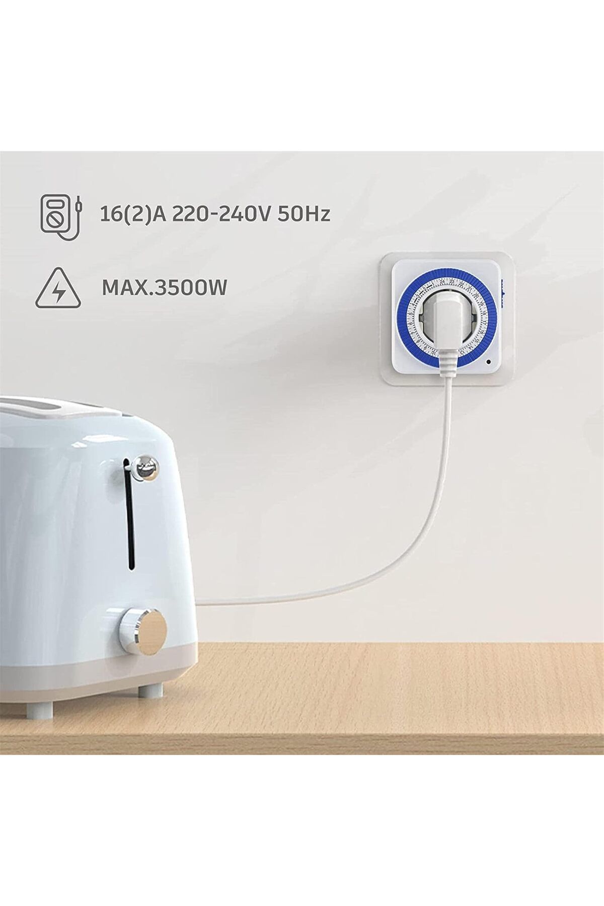 Ucuz Geldi-3 Pieces Timed Socket 24 Hours Programmable Cata Mechanical Time Clock Socket Automatic on Off 6