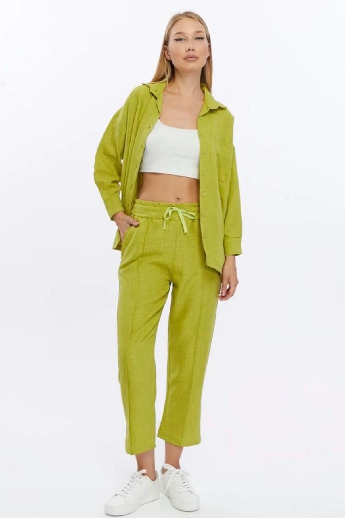 bb butik basic Sofia Gömlek - Pantolon İkili Takım (Kolay Ütü) SF0025