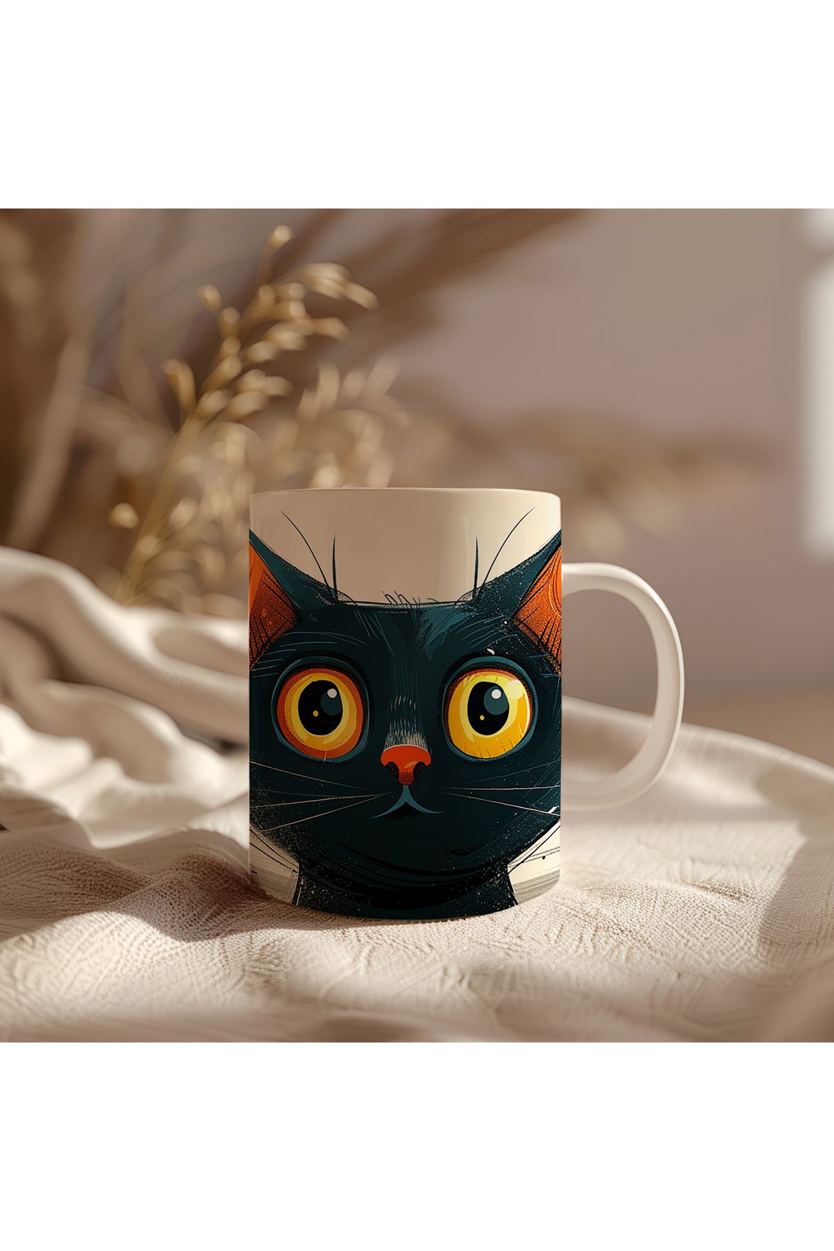 waspandhornet Kedi Desenli Kahve Kupası