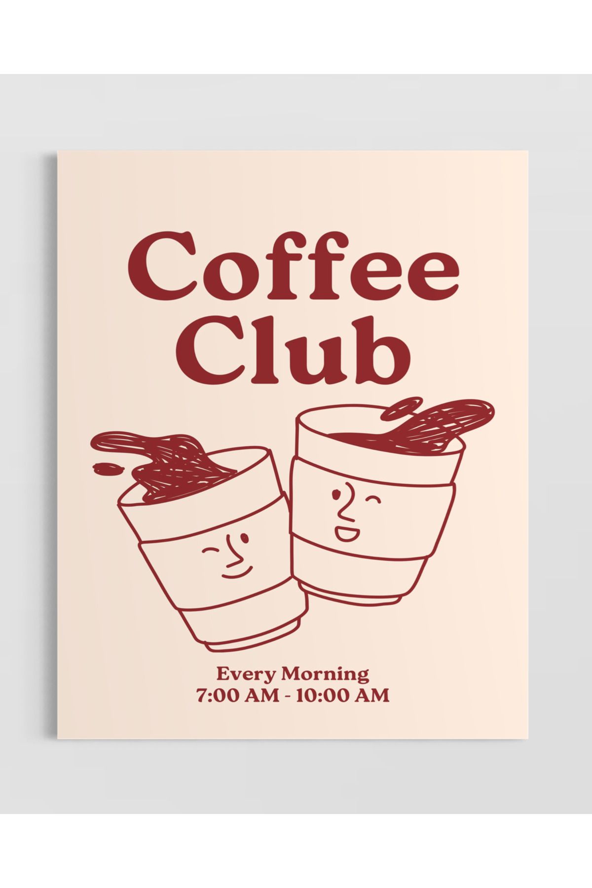 Woodsuppco Coffee Club Çerçevesiz Poster, Duvar Posteri, Sanatsal Poster, Duvar Dekoru