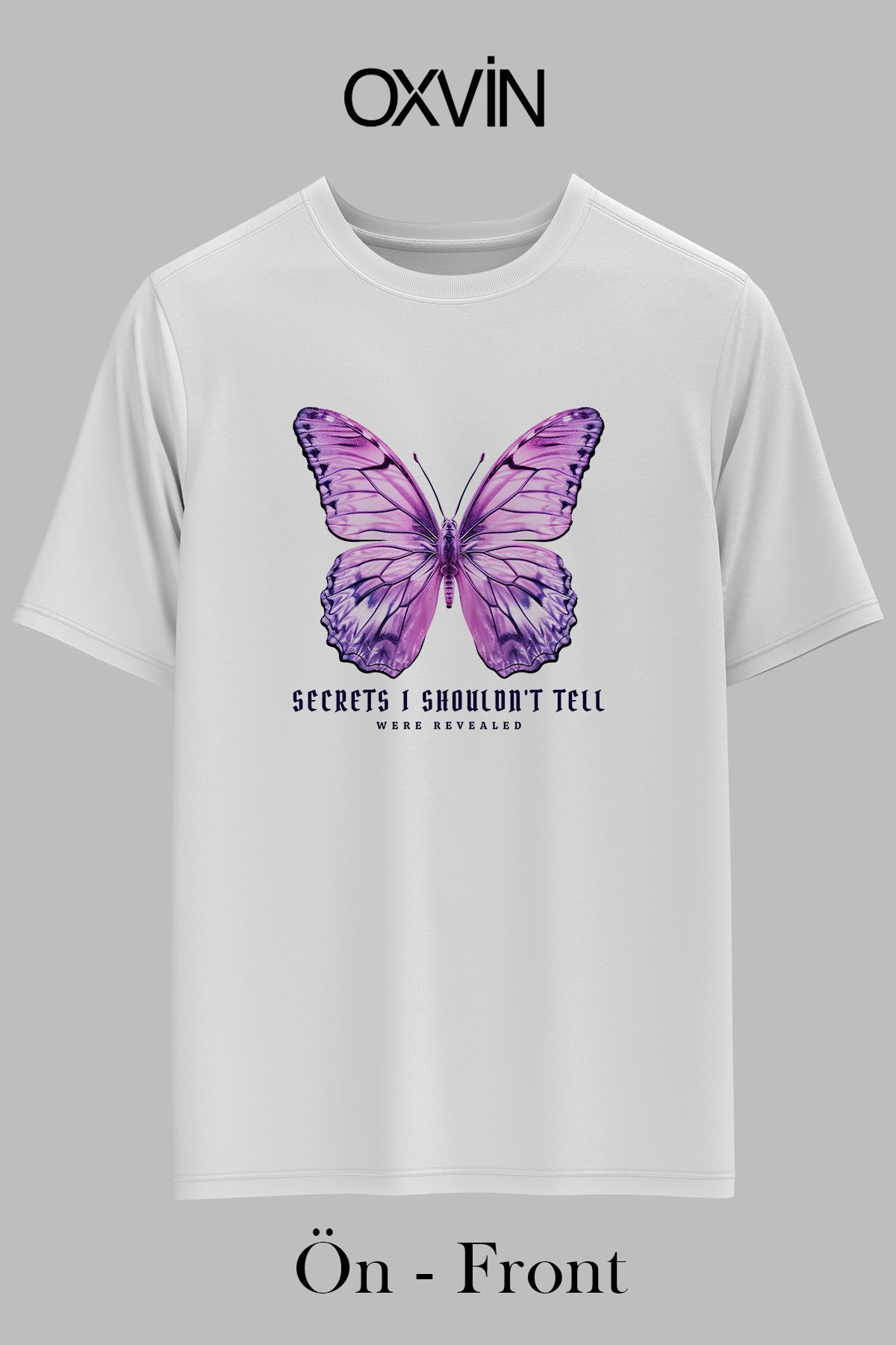 OXVİN KELEBEK Baskılı OVERSİZE Unisex T-Shirt (BOL KALIP)