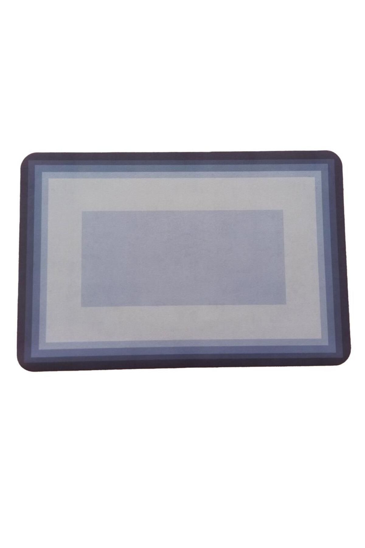 sanal trend Mavi Gri 58*38 Cm 2,5 Mm Diktörgen Su Emici Banyo Duş Önü Paspas Kaymaz Abdest Paspası