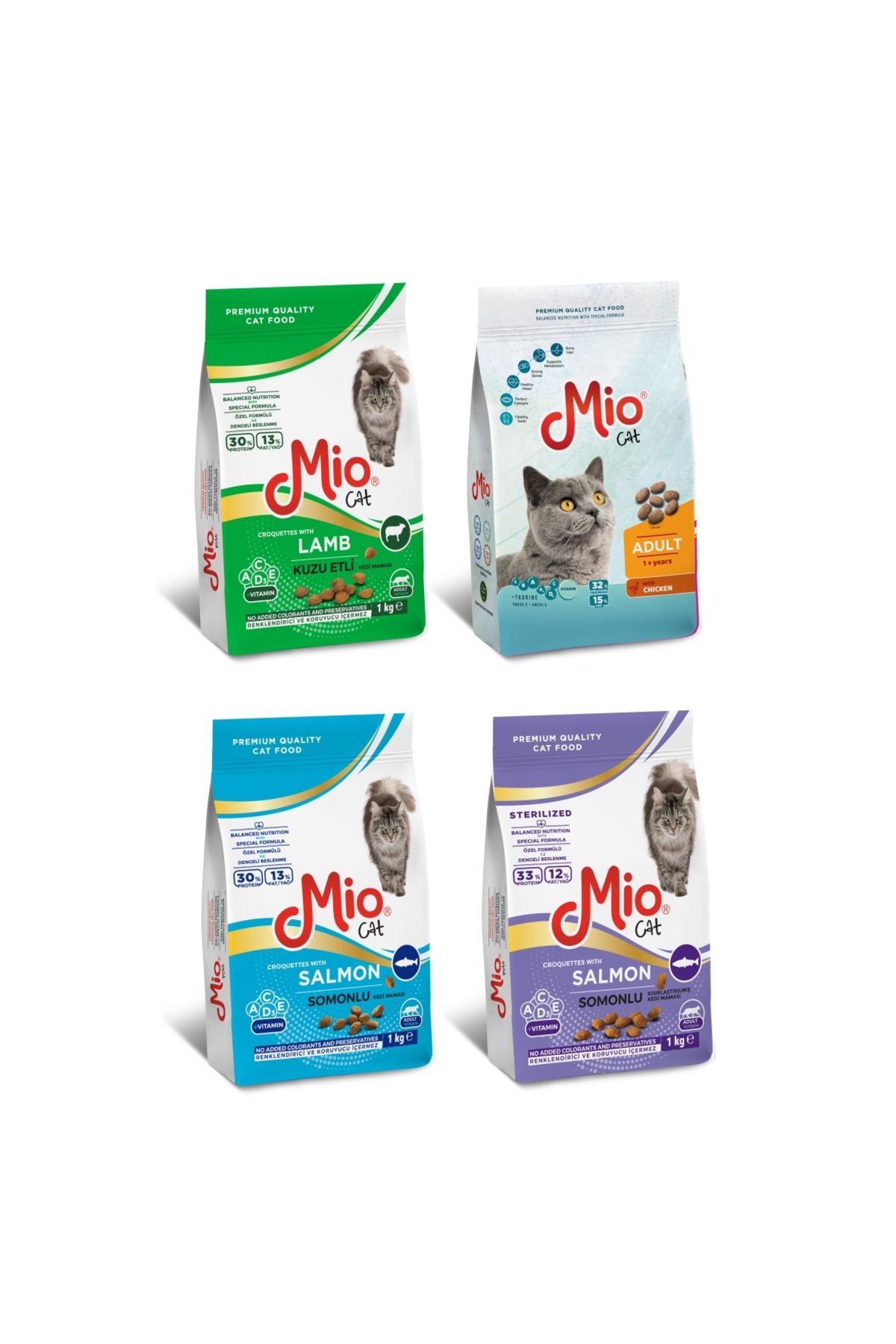 MİO Granule Pentru Pisici ️, Hrană Uscată Completă Pentru Pisici, Pachet De 4 Pungi De 1 Kg La Alegere - One Size
