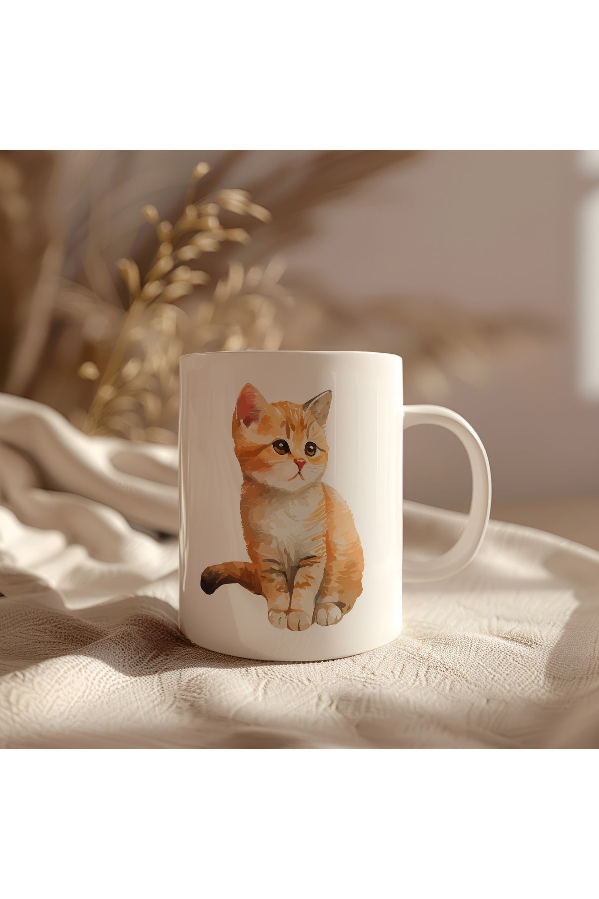 waspandhornet Sevimli Kedi Desenli Seramik Kupa