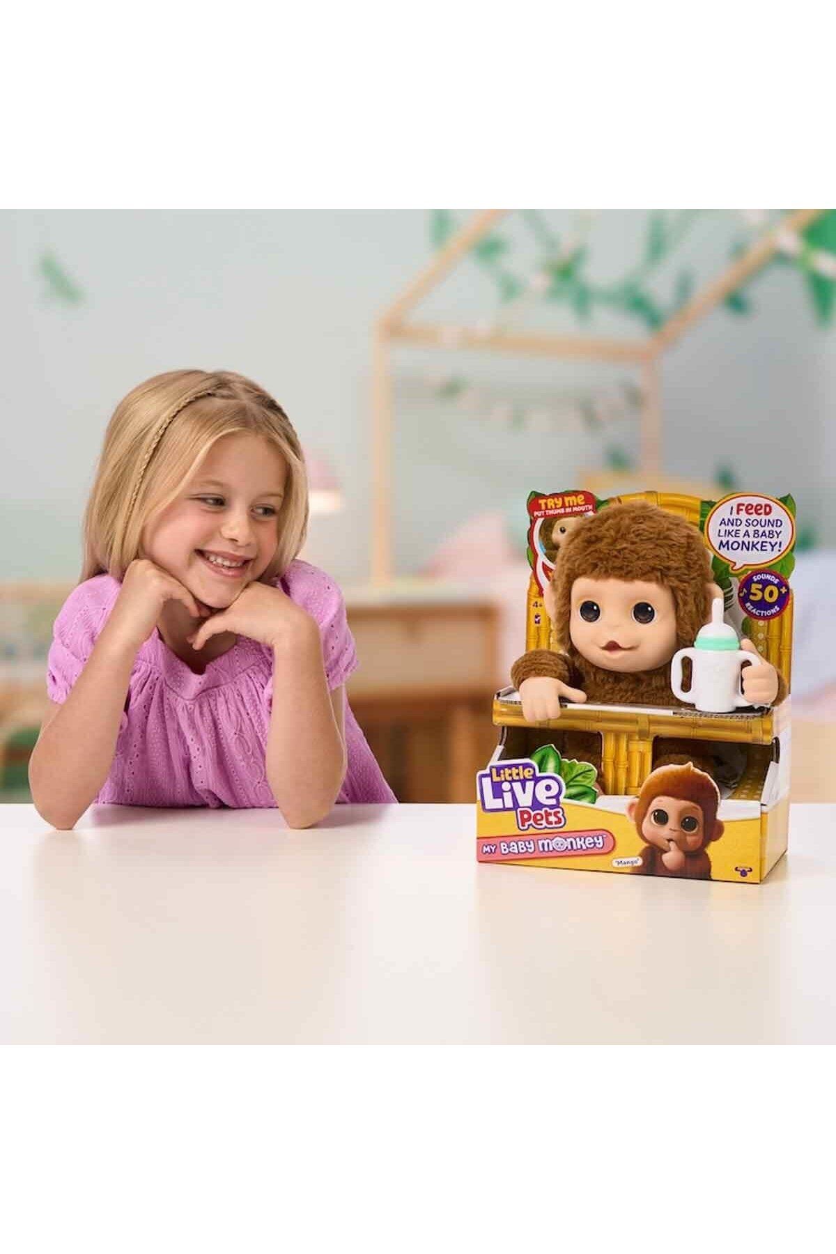 FELİTE Sesli Hareketli Yavru Maymun Mango İnteraktif Peluş Oyuncak 50'den fazla Ses ve Tepki