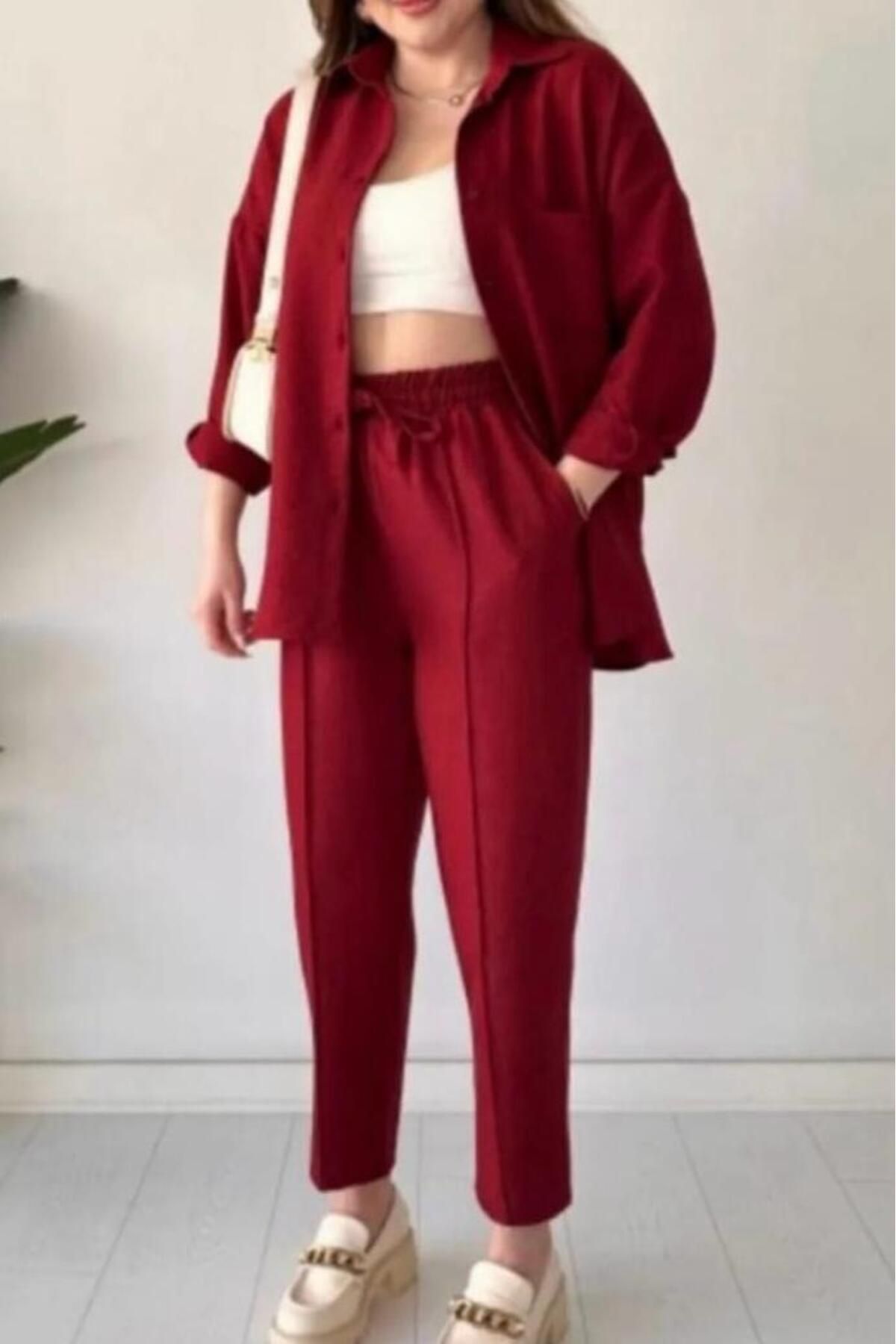bb butik basic Sofia Gömlek - Pantolon İkili Takım (Kolay Ütü) SF0025