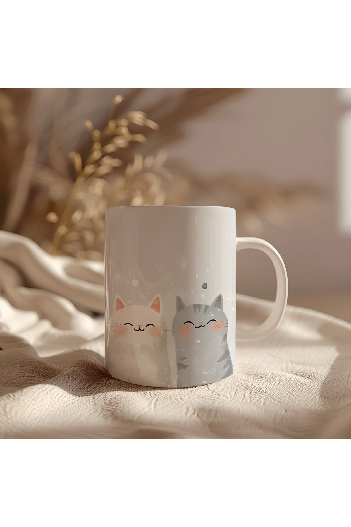 waspandhornet Sevimli Kedi Desenli Kupa