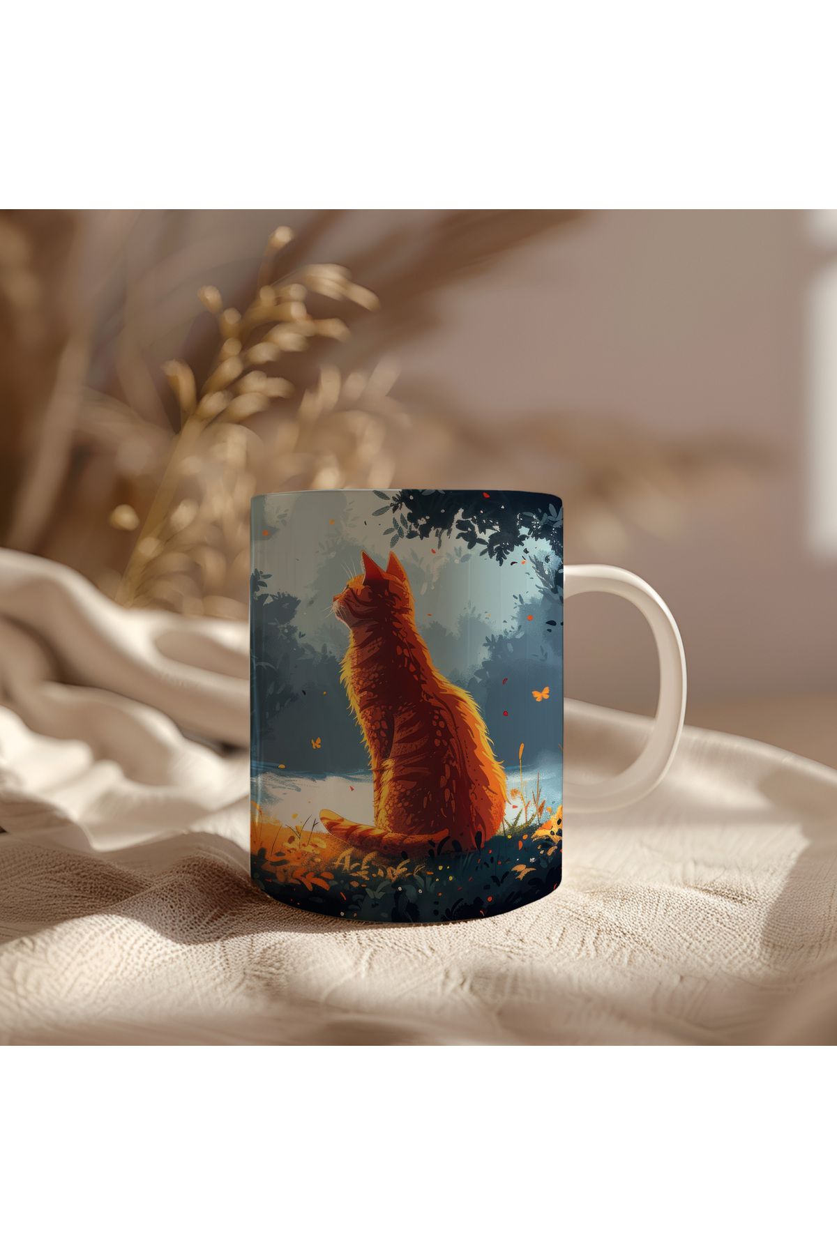 waspandhornet Kedi Temalı Seramik Kupa