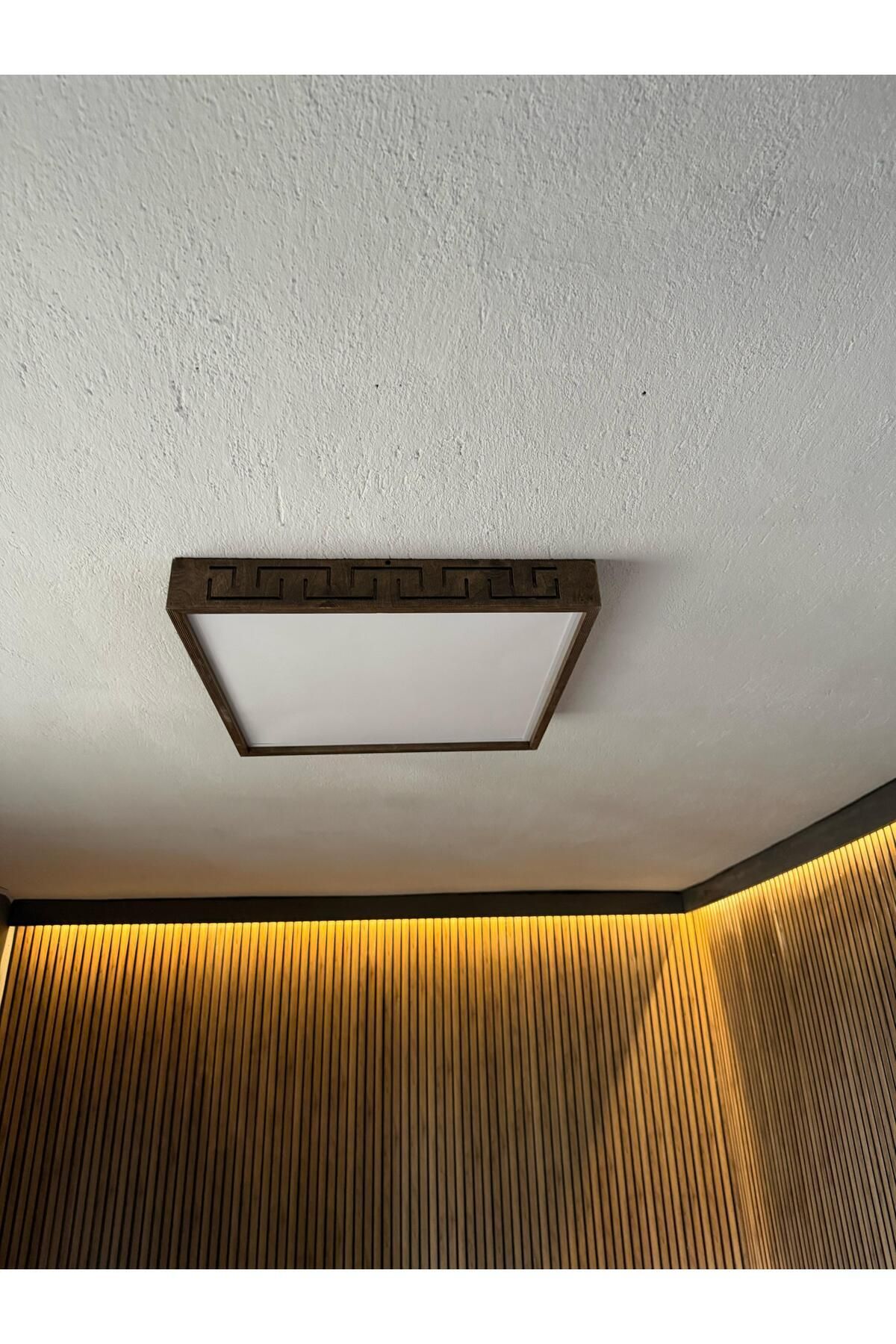 Ahşap İşlemeli Tavan Led 60x60cm Panel Aydınlatma beyaz ışık 40 W