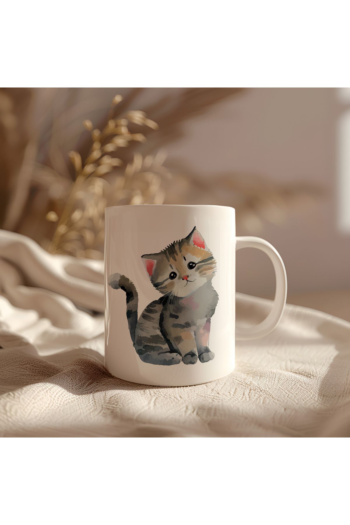 waspandhornet Sevimli Kedi Desenli Kupa
