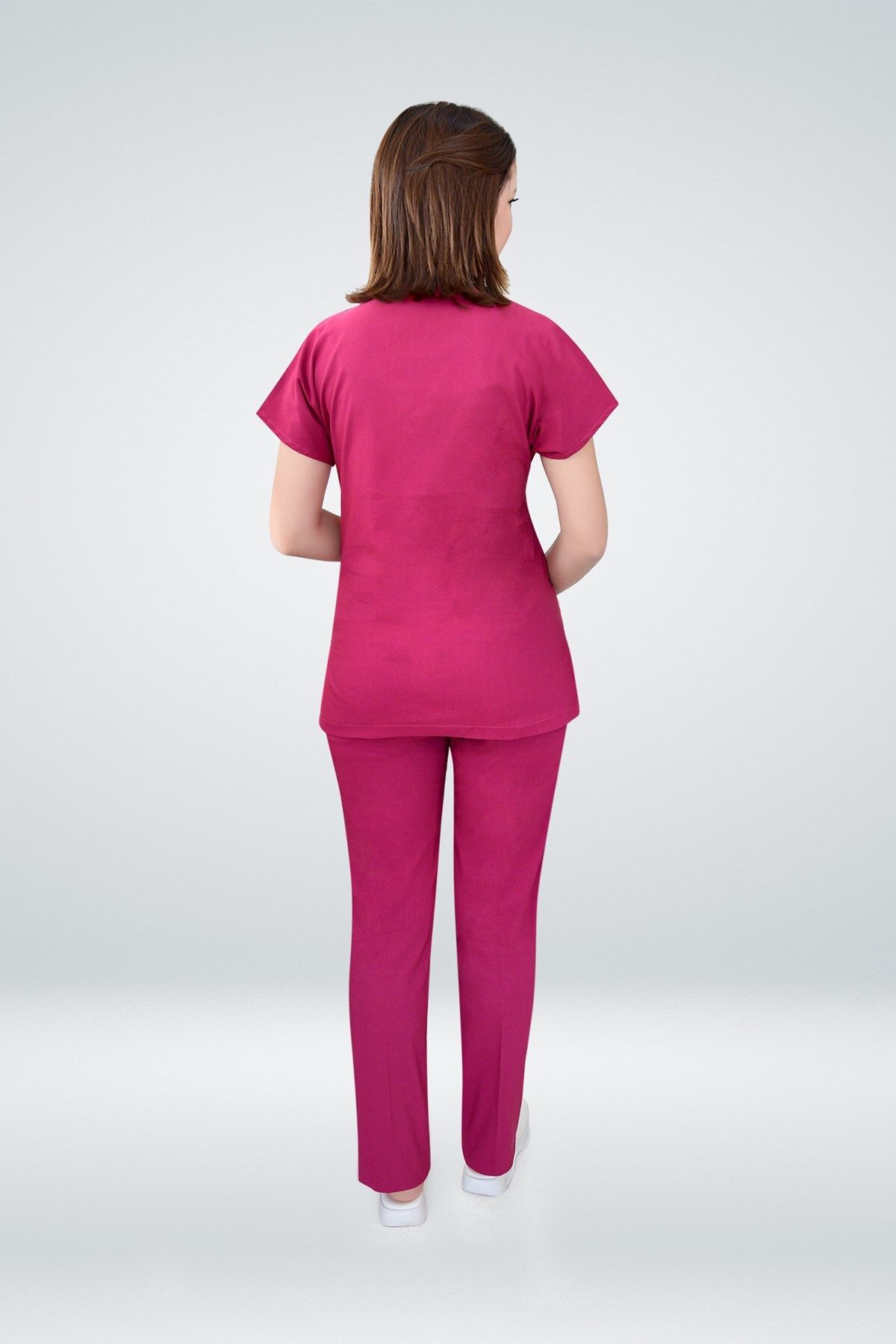 Nur Medikal Giyim-Cherry Color Unisex Scrubs - Lycra Bottom and Top Set 2