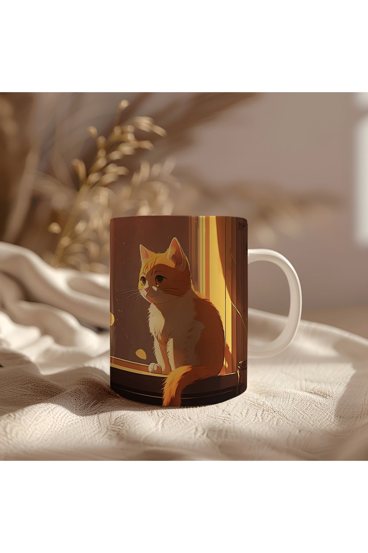 waspandhornet Kedi Desenli Seramik Kupa