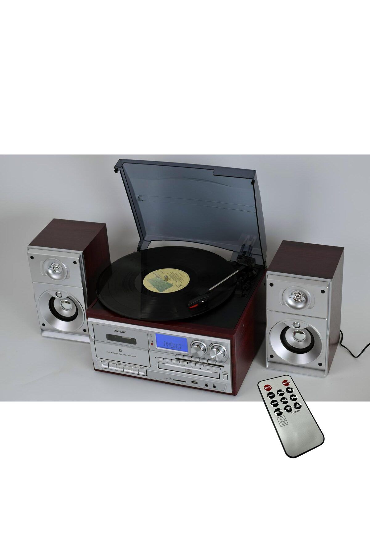 Apera Knstar 2+1 Amfi Çıkışlı Müzik Merkezi FM Radyo Pikap CD Player Kasetçalar Bluetooth USB MP3 Çalar