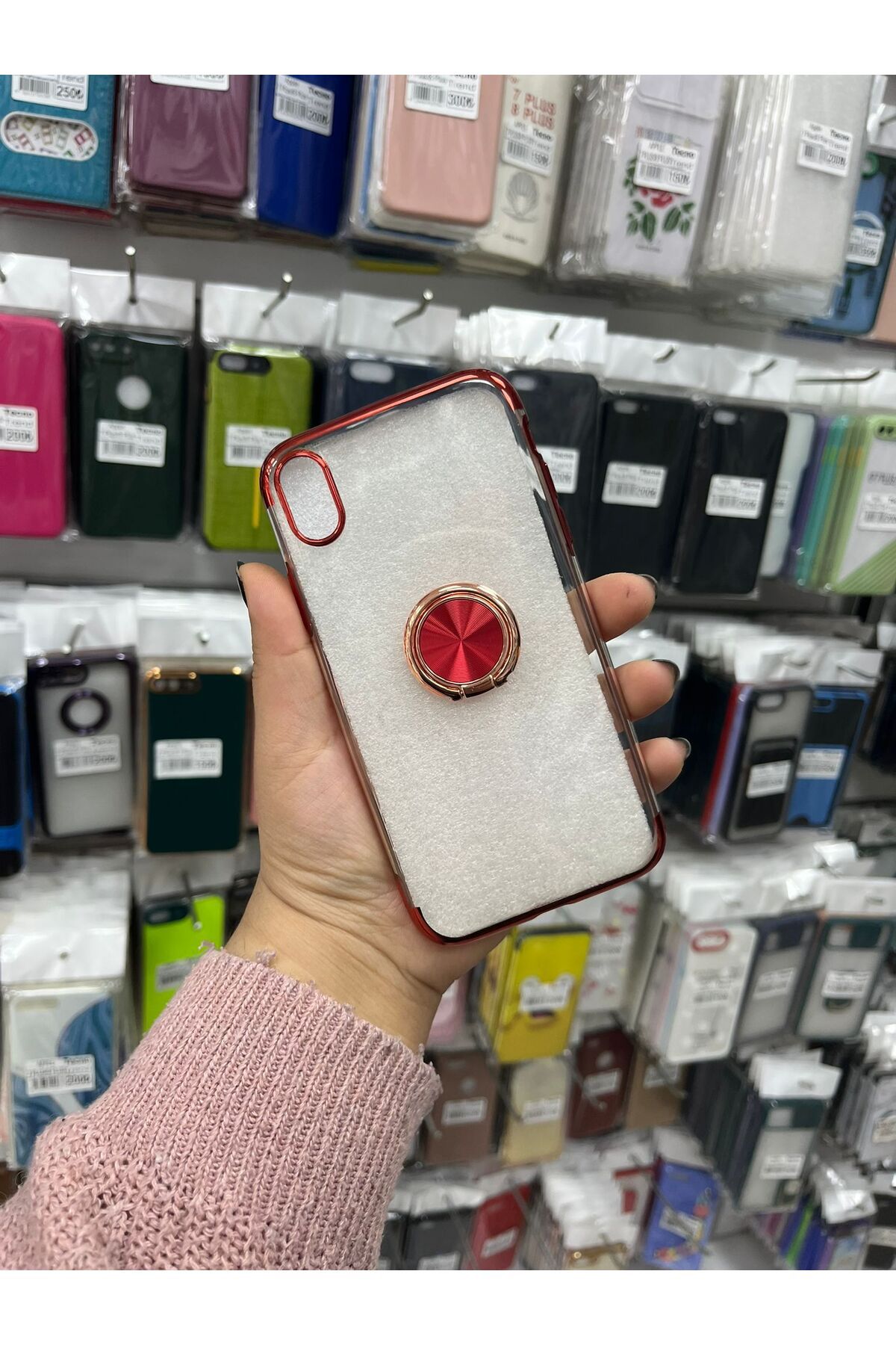 TECNOTREND Apple İphone XR renkli yüzüklü şeffaf silikon kılıf