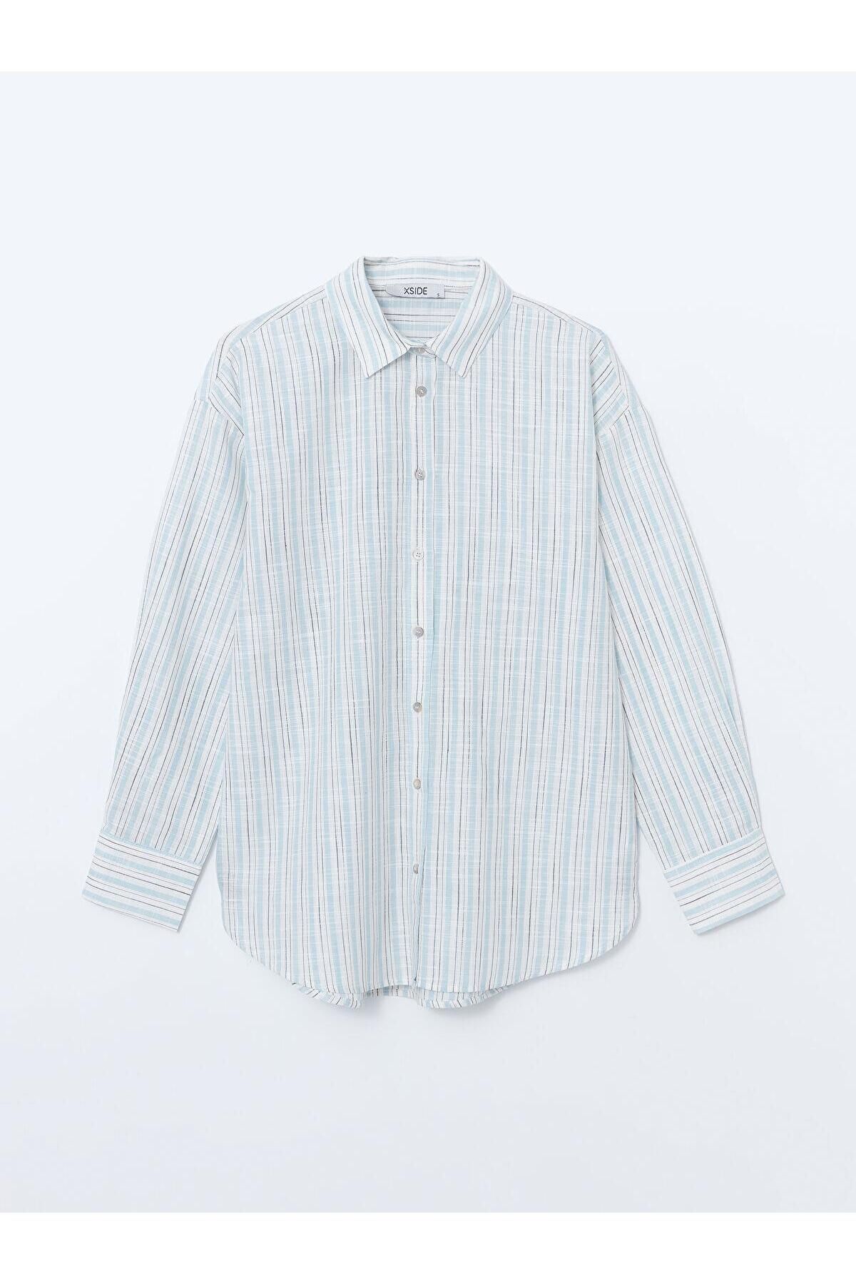 LC Waikiki-Xside Striped Oversize Women's Shirt (S5) 5