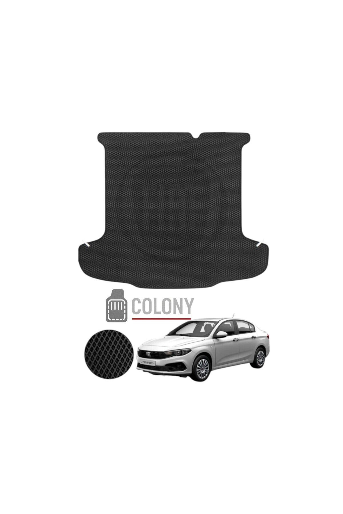 COLONY Fiat Egea Hücreli Premium Eva Oto Bagaj Paspası & Bagaj Havuzu Siyah