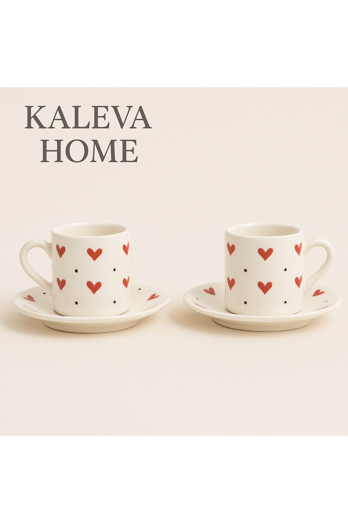 Home KALEVA HOME Kalp Desenli 2'li Türk Kahvesi Fincanı