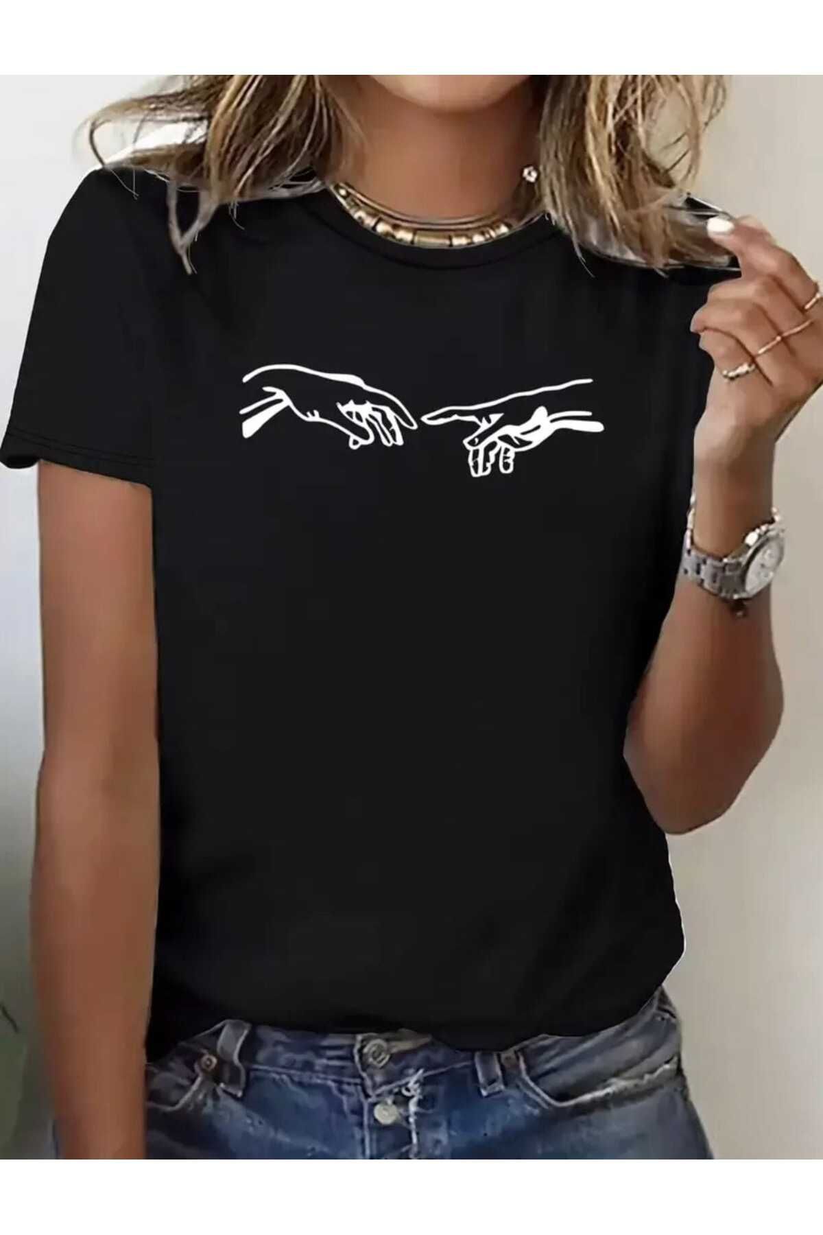TekTarzz Unisex Sanatsal El Tasarım Baskılı Tshirt