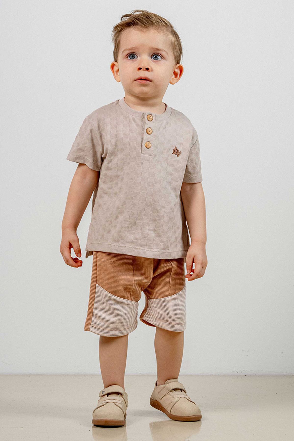 bombe-Baby Kids Coffee Cotton Shorts 2-Piece Set Trend Fashion Bottom Top Set 2