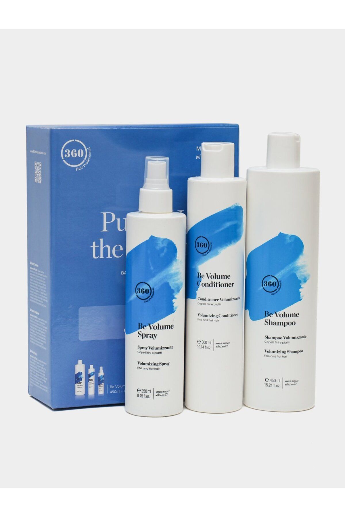 +360 360 Hair Professional Volume Şmp 450ml-Cond 300ml-Spray 250ml Set