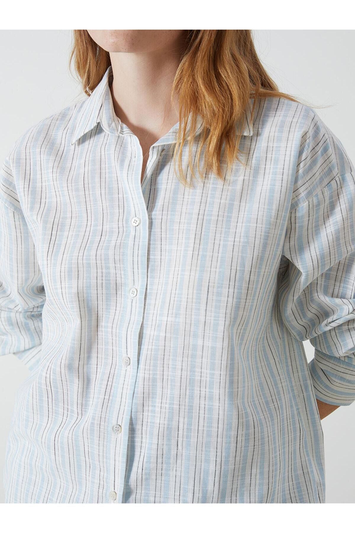 LC Waikiki-Xside Striped Oversize Women's Shirt (S5) 3
