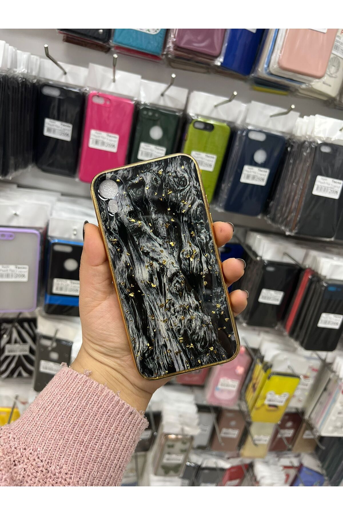 TECNOTREND Apple İPhone XR Ahşap deseni simli colored kapak