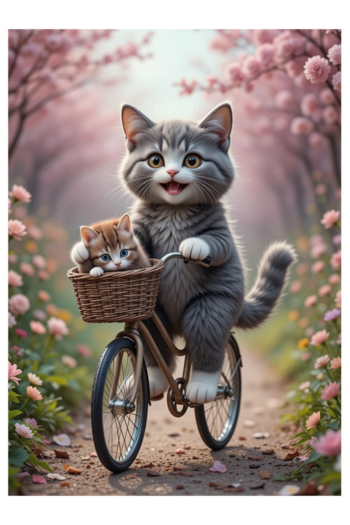 Bedeko Bisiklet Kullanan Kedi Mdf Tablo