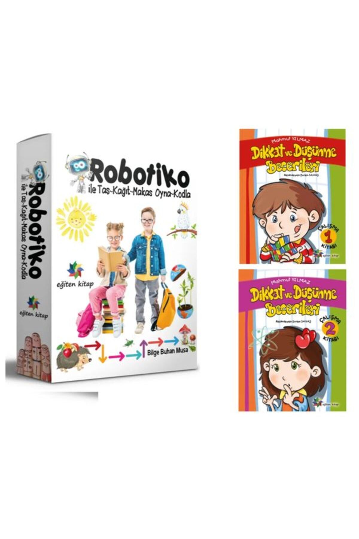 Eğiten Kitap Robotiko Ile Taş Kağıt Makas Oyna Kodla Eğitim Seti (5-6 YAŞ) + Dikkat Ve Düşünme Becerileri 1-2