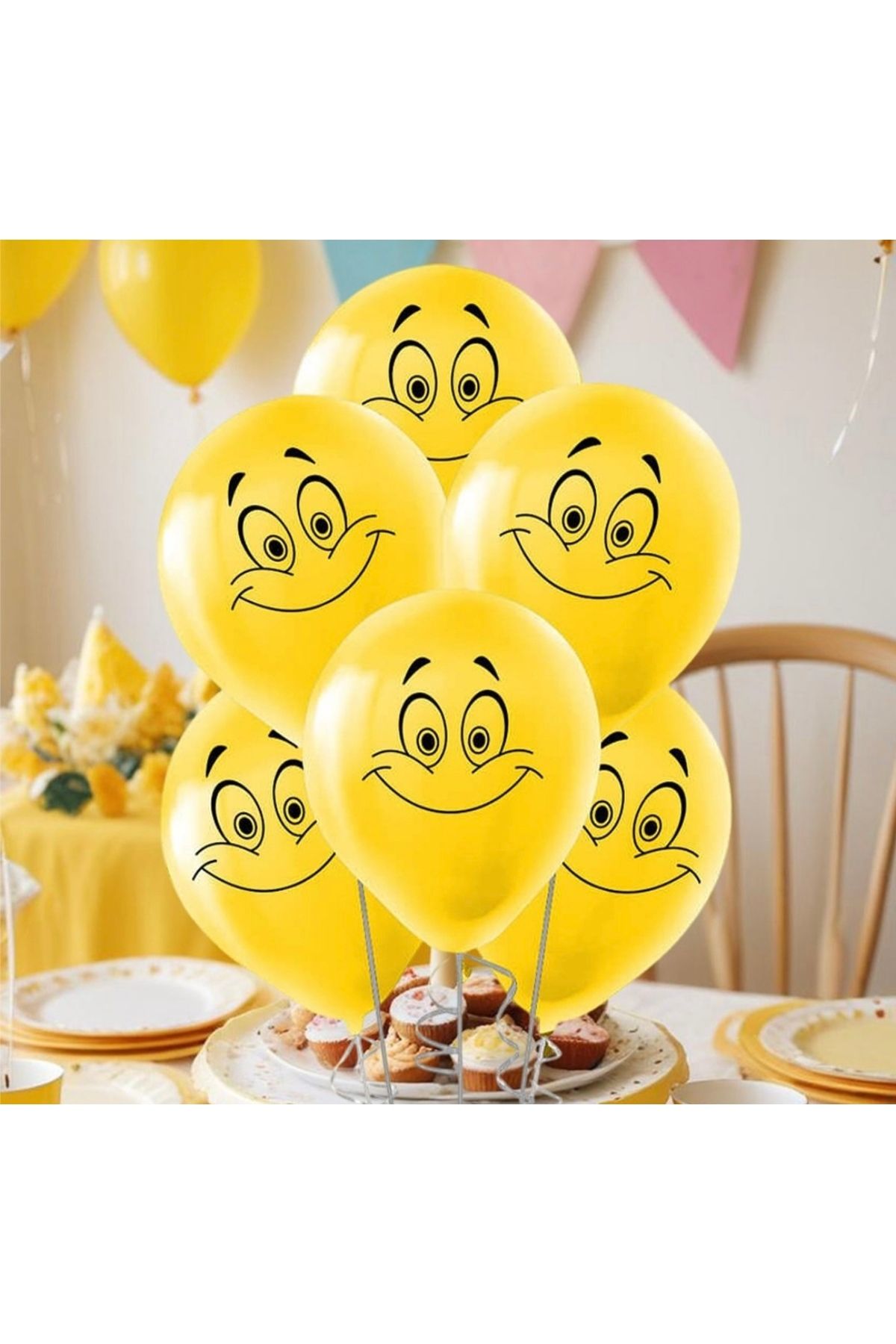 Harmonyparti Gülen yüzlü sarı renk 10’lu lateks balon 12”