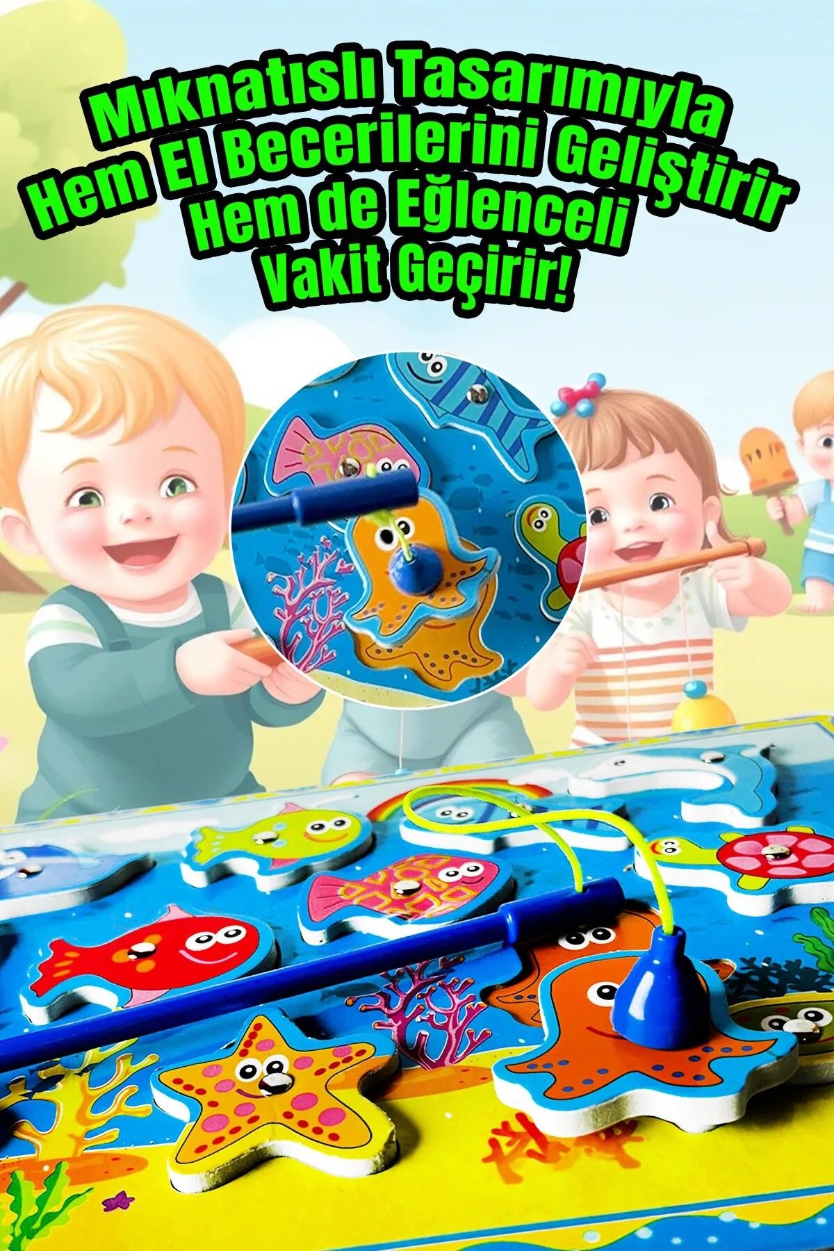 ÜÇGEN TOYS Mıknatıslı Balık Tutma Oyunu Eğitici Oyuncak