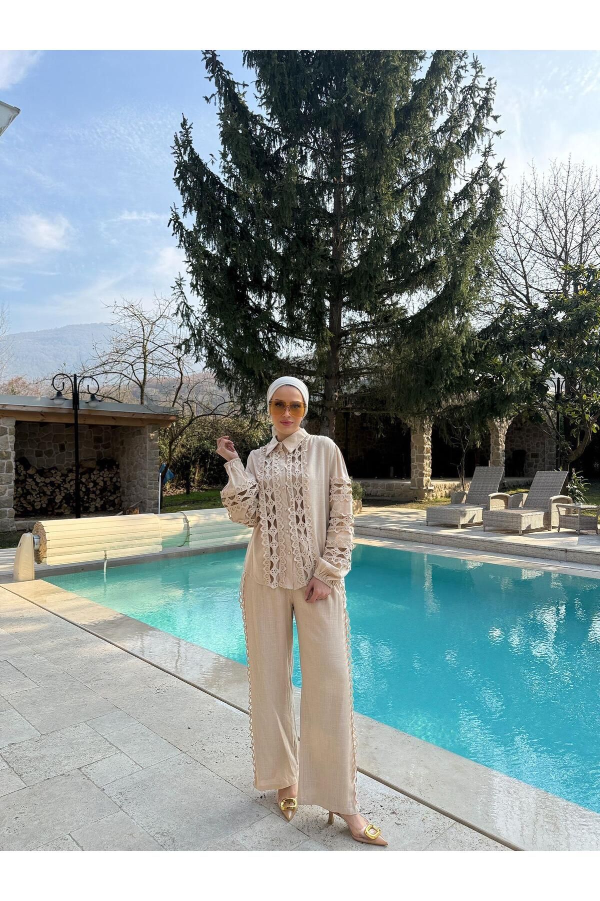 MOOR BUTİK MOOR LUNA FİSTOLU KETEN TAKIM
