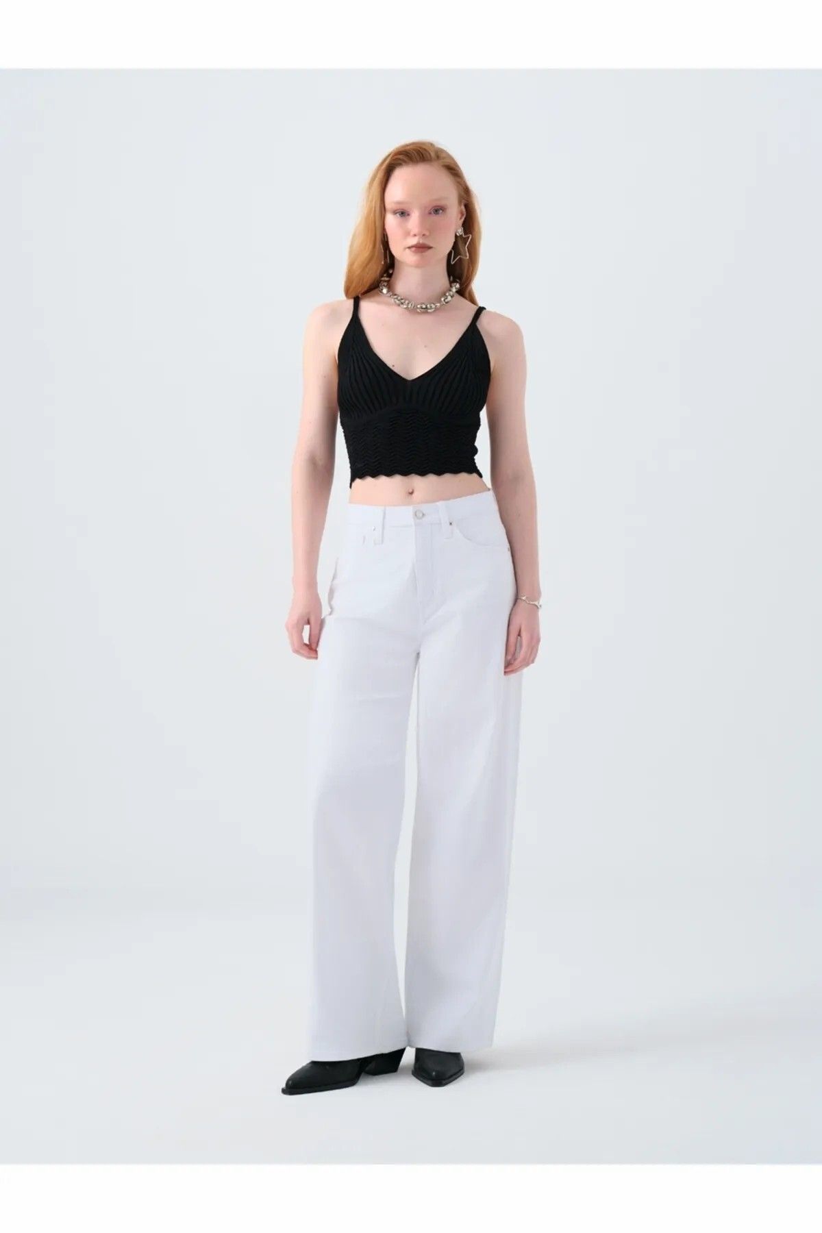 Loft Kadin Beyaz Lf 2039976 Wide Leg Helios White Wash W Pnt Jean LF2039976-Dn12595