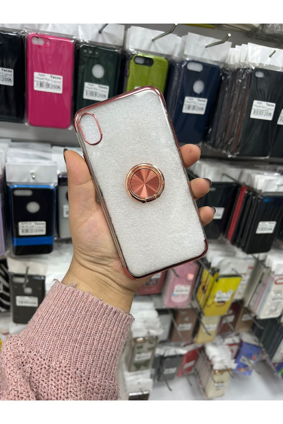 TECNOTREND Apple İphone XR renkli yüzüklü şeffaf silikon kılıf