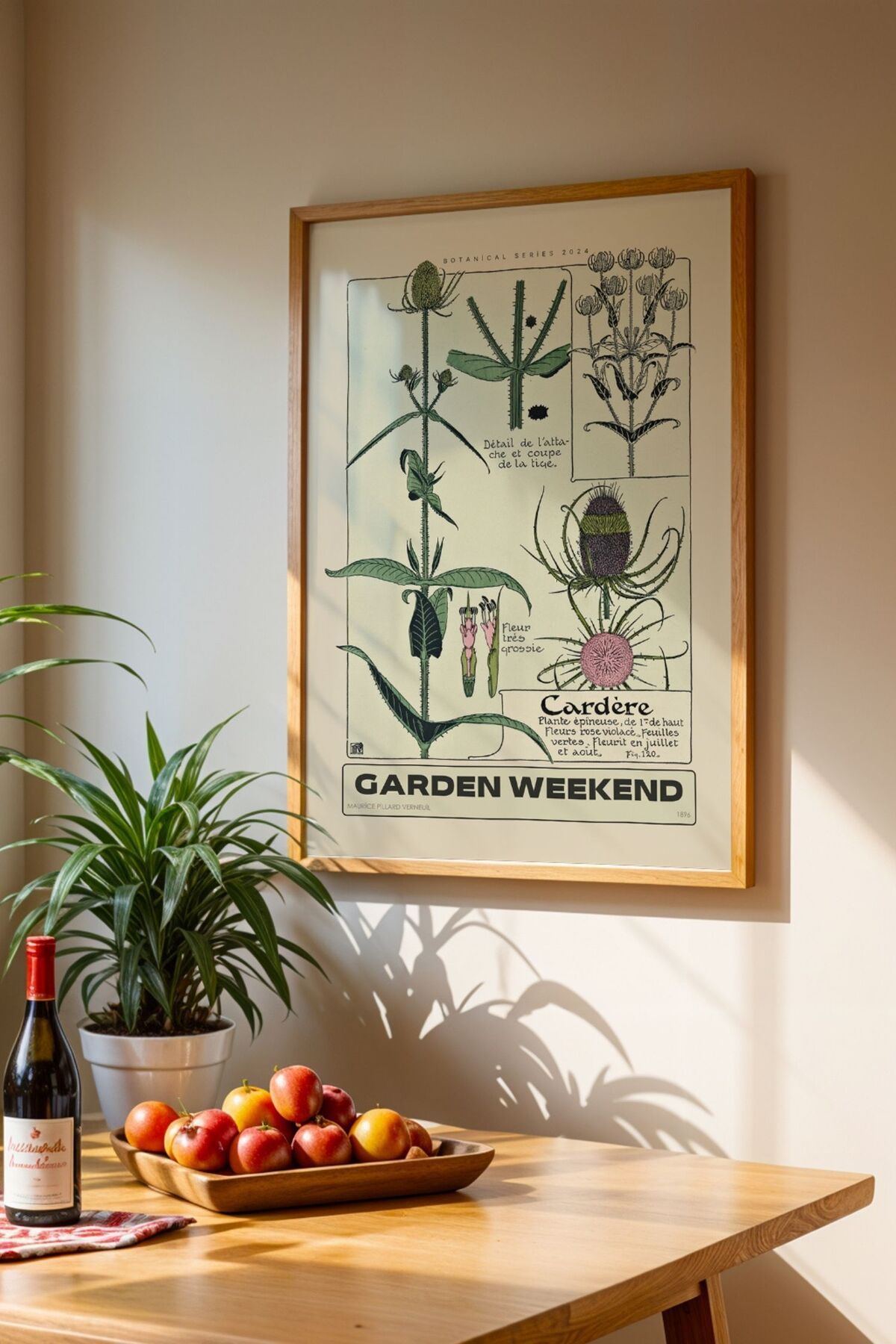 Godric Atölye Kayın Ağacı Doğal Ahşap Çerçeveli | Vintage Botanical –Fesçidikeni Posteri