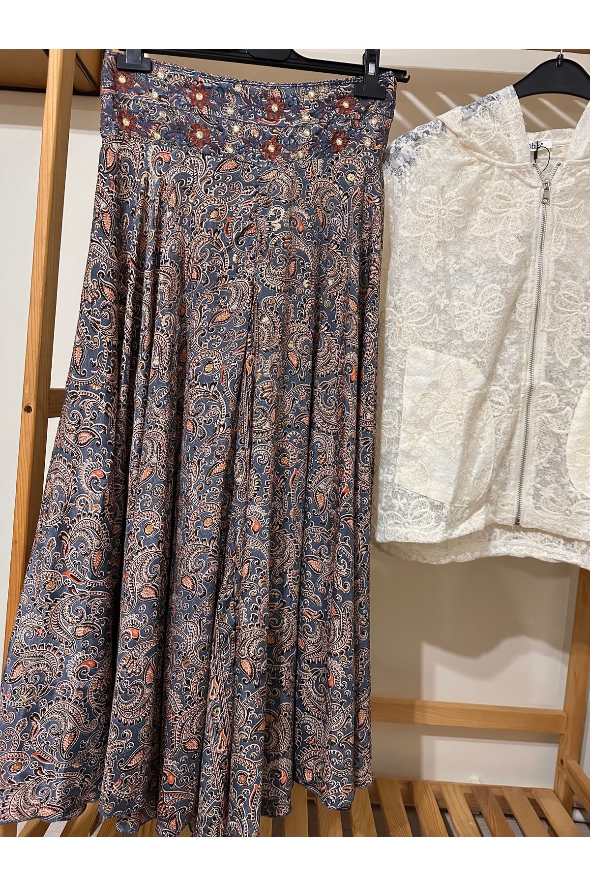 BZ BUTİK Vintage Desenli Rahat Kesim Pantolon Etek