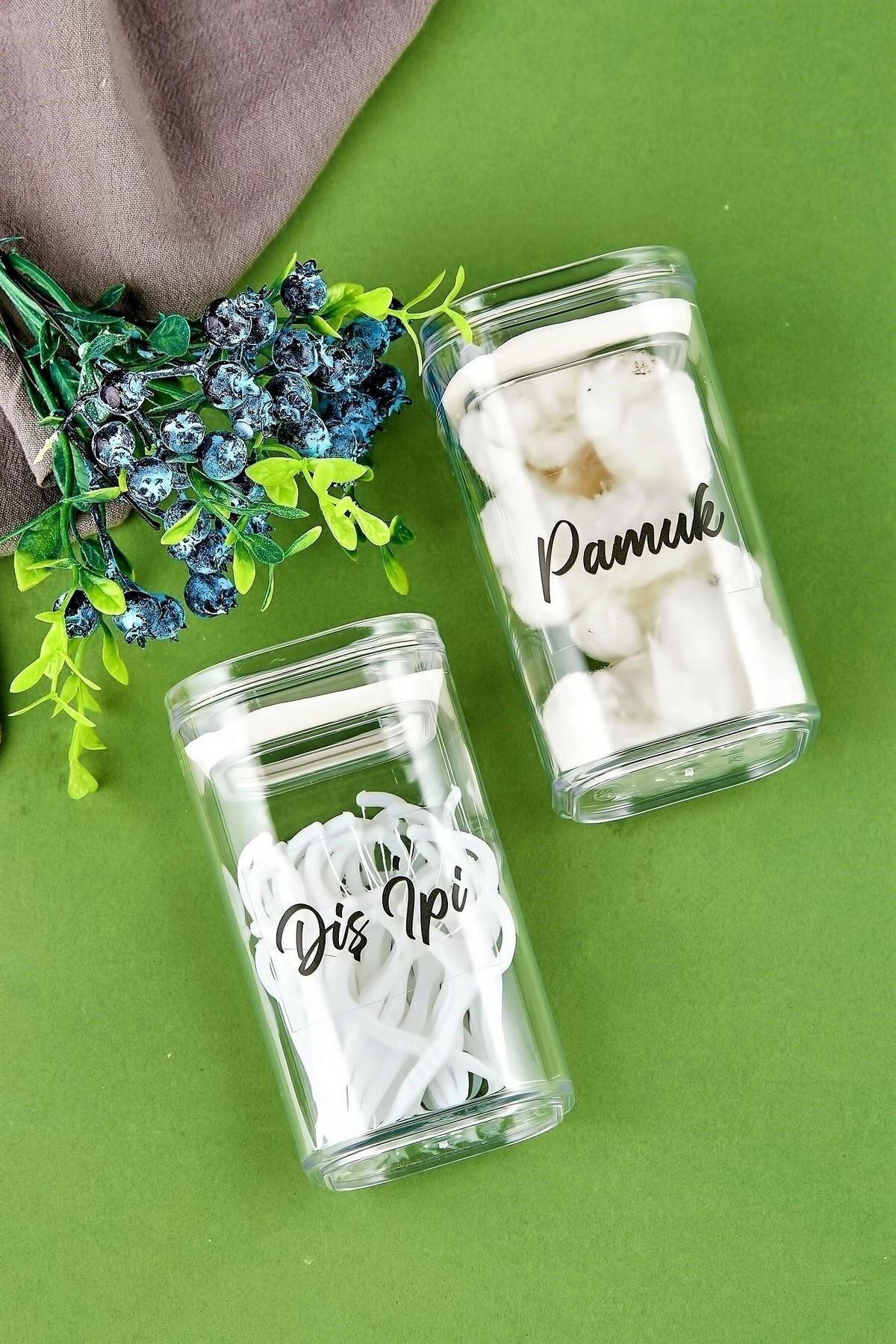 Carat Home 2'li Akrilik Pamuk & Diş Ipi Organizeri 250 Ml Saklama Kabı