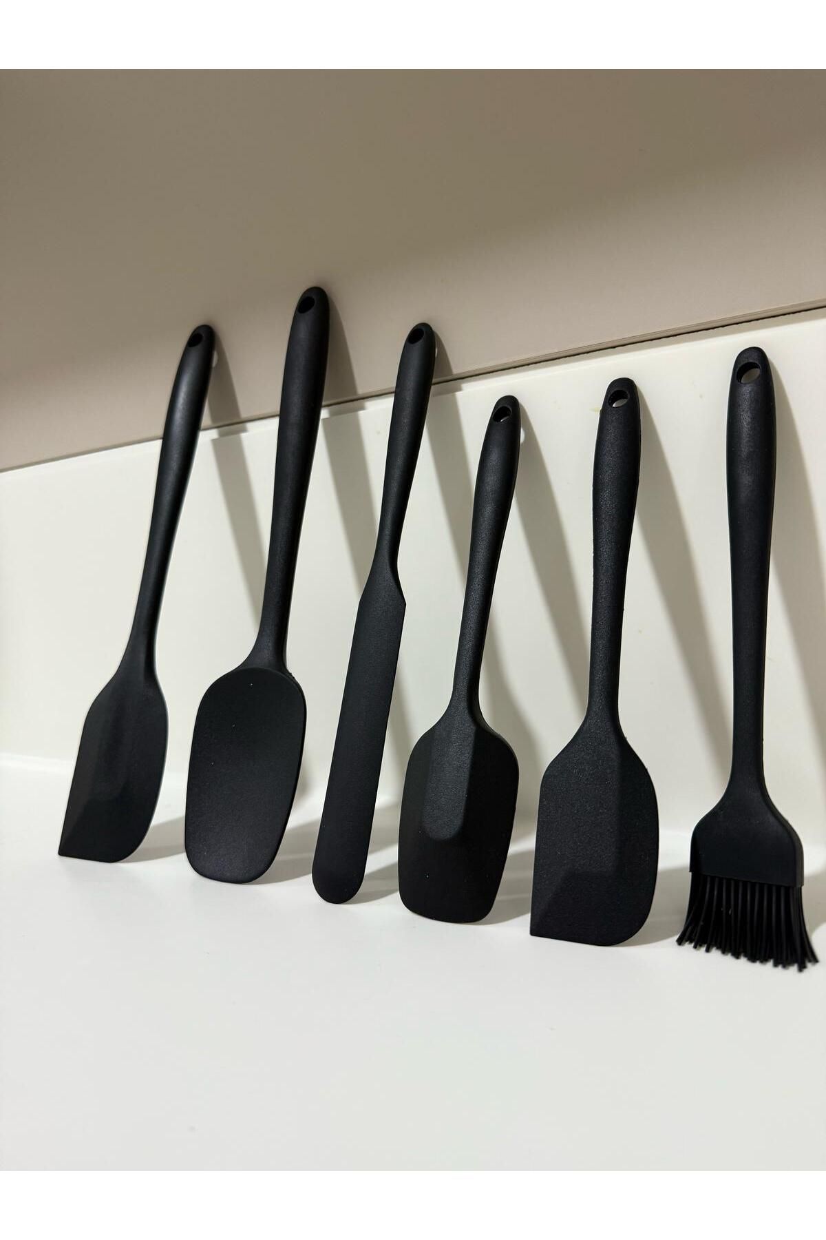 Tercih Home 6 Parça Silikon Yemek Pişirme Mutfak Seti Pasta Spatulası Büyük Küçük Kaşık Yumurta Fırçası Spatula