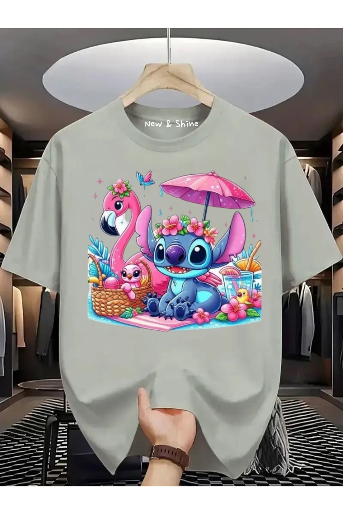 New Shine Stitch Baskılı Oversize T-Shirt