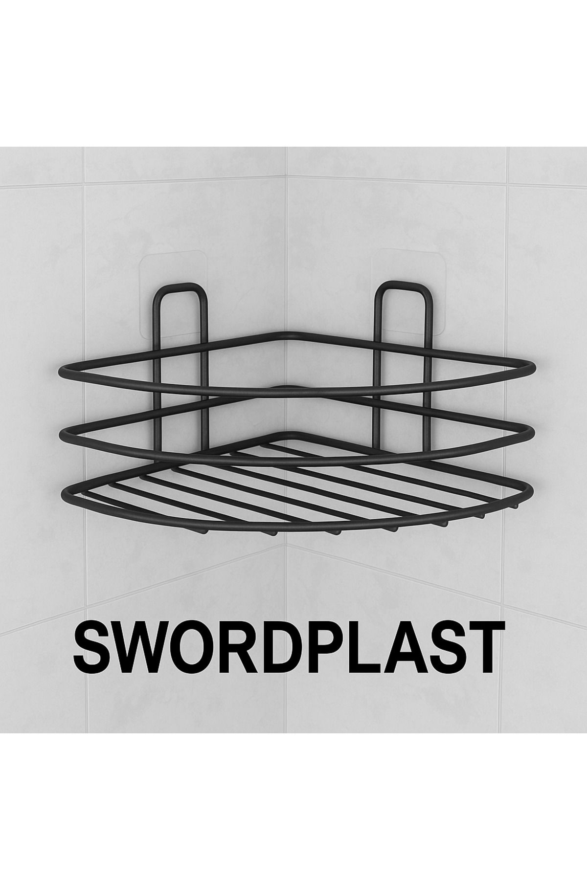 SWORDPLAST Banyo Köşelik Şampuanlık Kendinden Yapişkanlı Kolay Monte