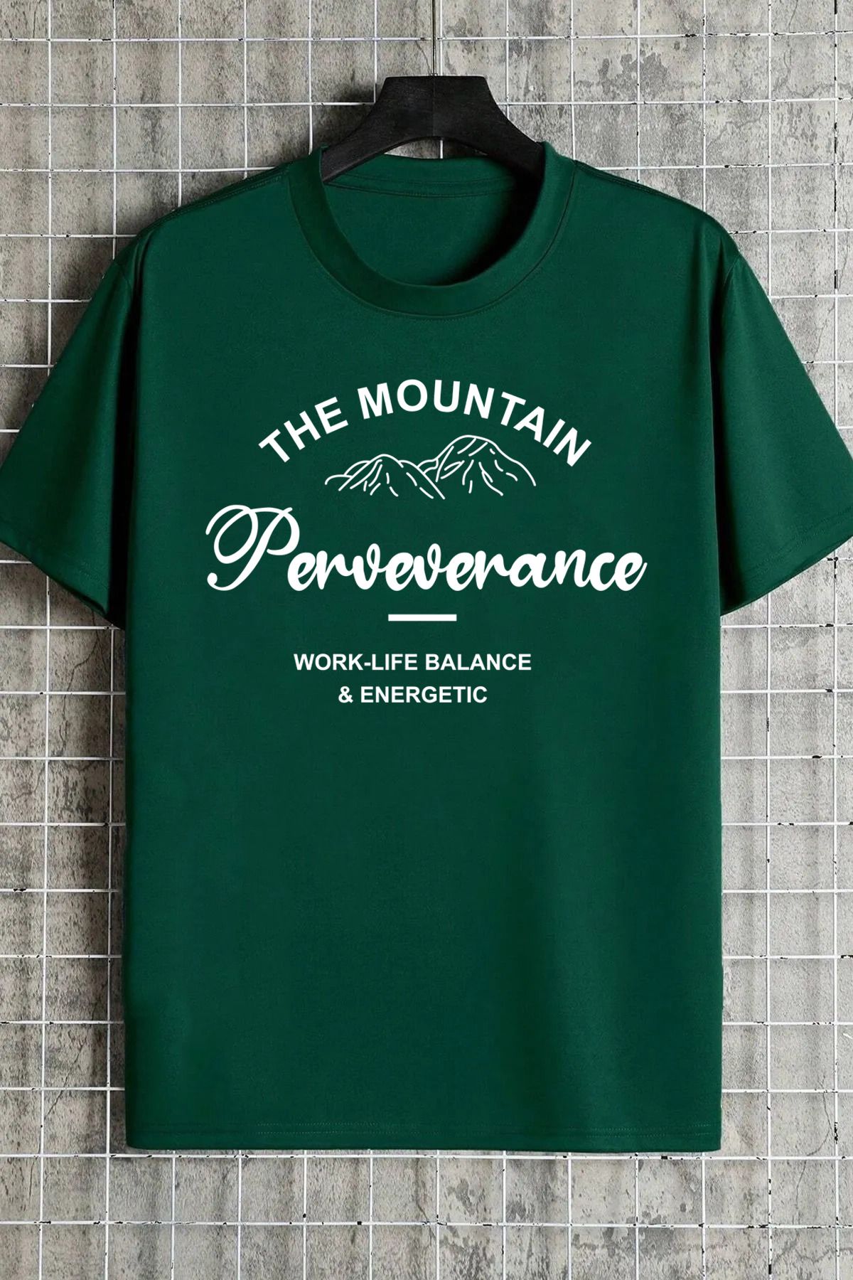 memowear Unisex The Mountain Baskılı Rahat Kesim Yeşil T-Shirt