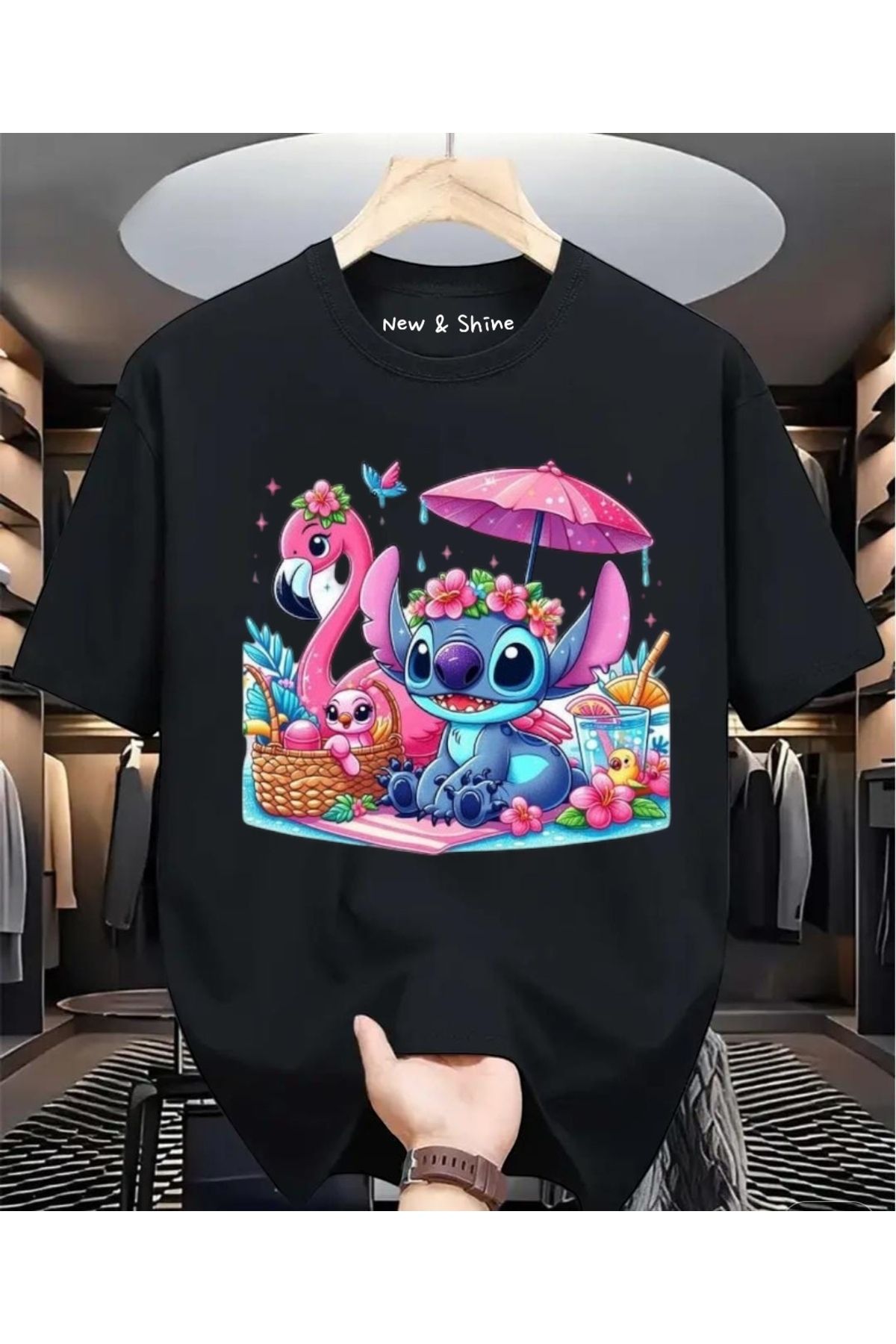 New Shine Stitch Baskılı Büyük Beden Oversize T-Shirt
