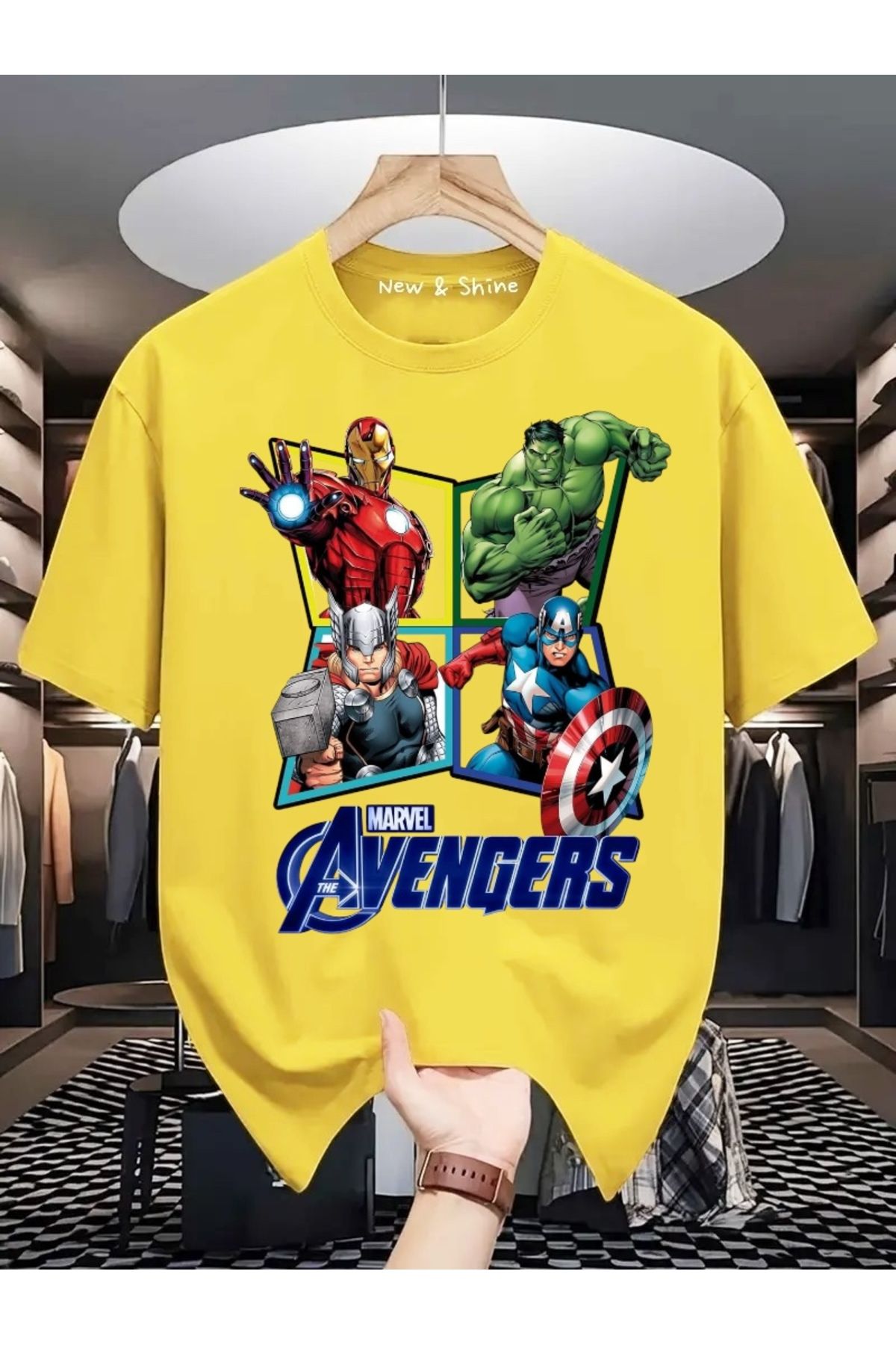 New Shine Kahramanlar Baskılı Büyük Beden Oversize T-Shirt